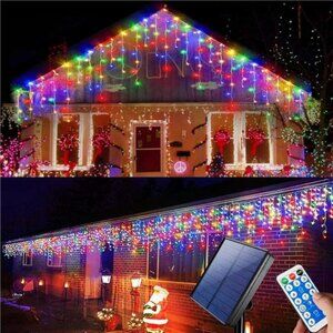 Solar Icicle Lights 14.5Ft 160 LEDs Christmas Outdoor